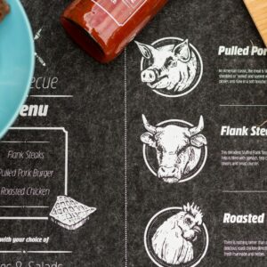 Grillparty table mat with white print by toner transfer Table-mat-white-overprinted-grill-party