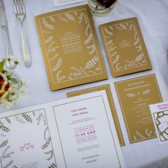 table decoration and wedding invitation cards printed with white toner