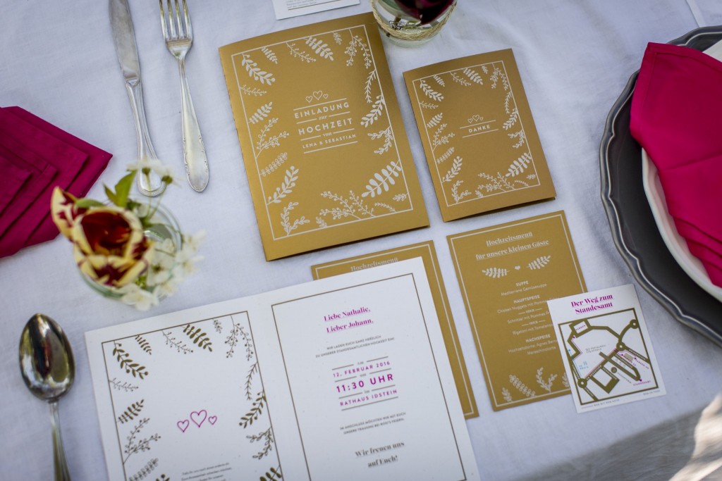 table decoration and wedding invitation cards printed with white toner