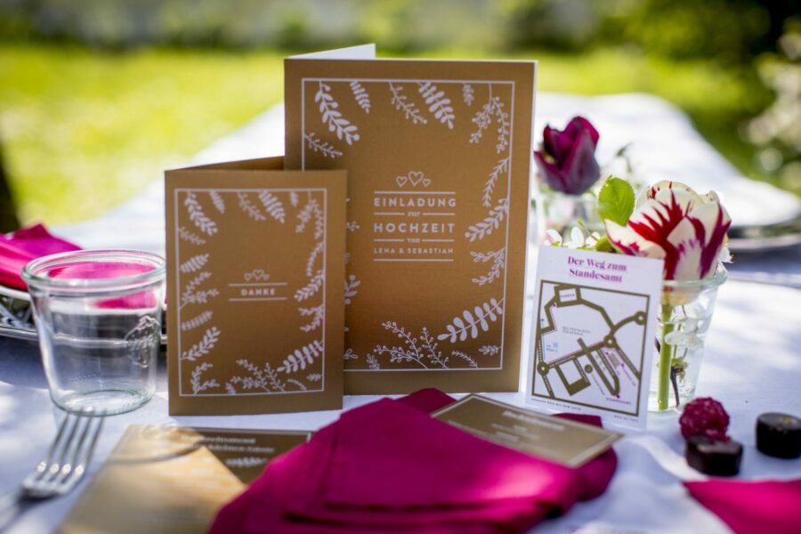 table set decoration and wedding card menu design printed with ghost white toner