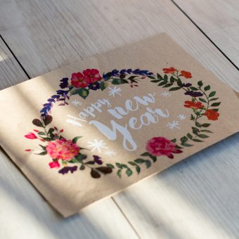 greeting cards design and lettering with white toner print