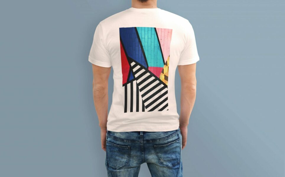 t-shirt design with abstract colorful pattern printed with ghost sublime toner
