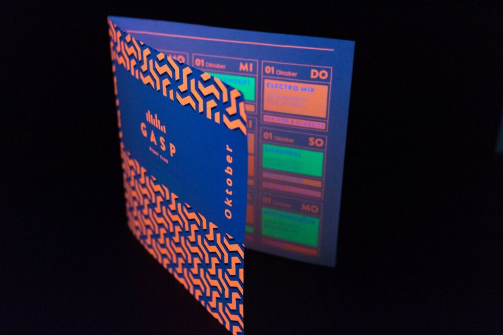 card invitation design with Fluo White print glow in the dark