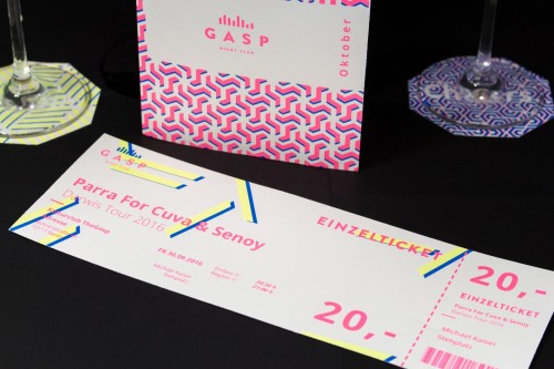 festival ticket card invitation printed with neon toner