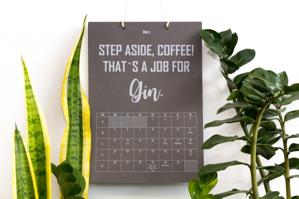 Gin Calendar with White Toner print