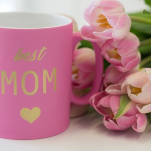 Gold bedruckte Tasse mit Flex Soft Folie