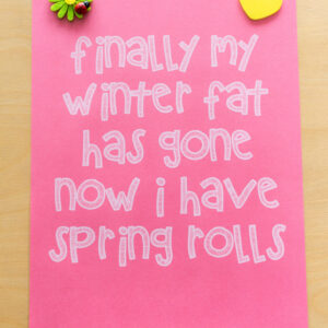 Pink coloured paper with cool slogan and White print Rosa Paper White print