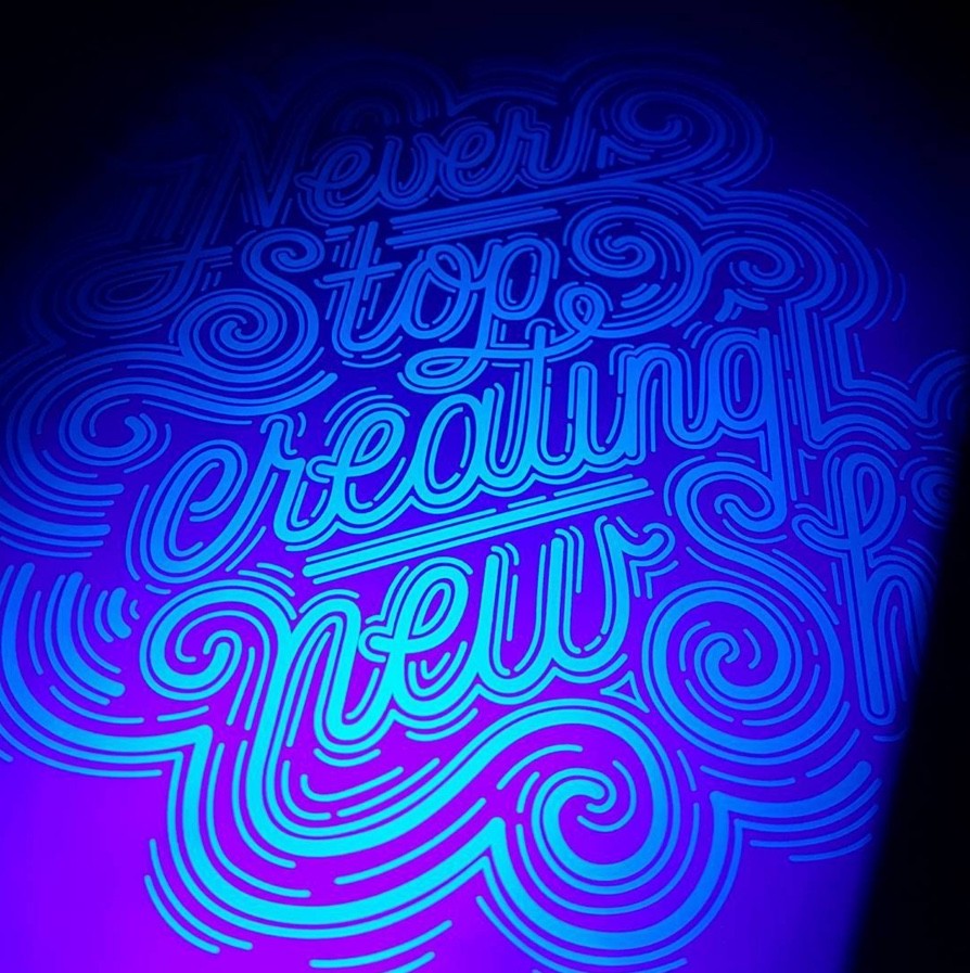 card design lettering with ghost neon toner